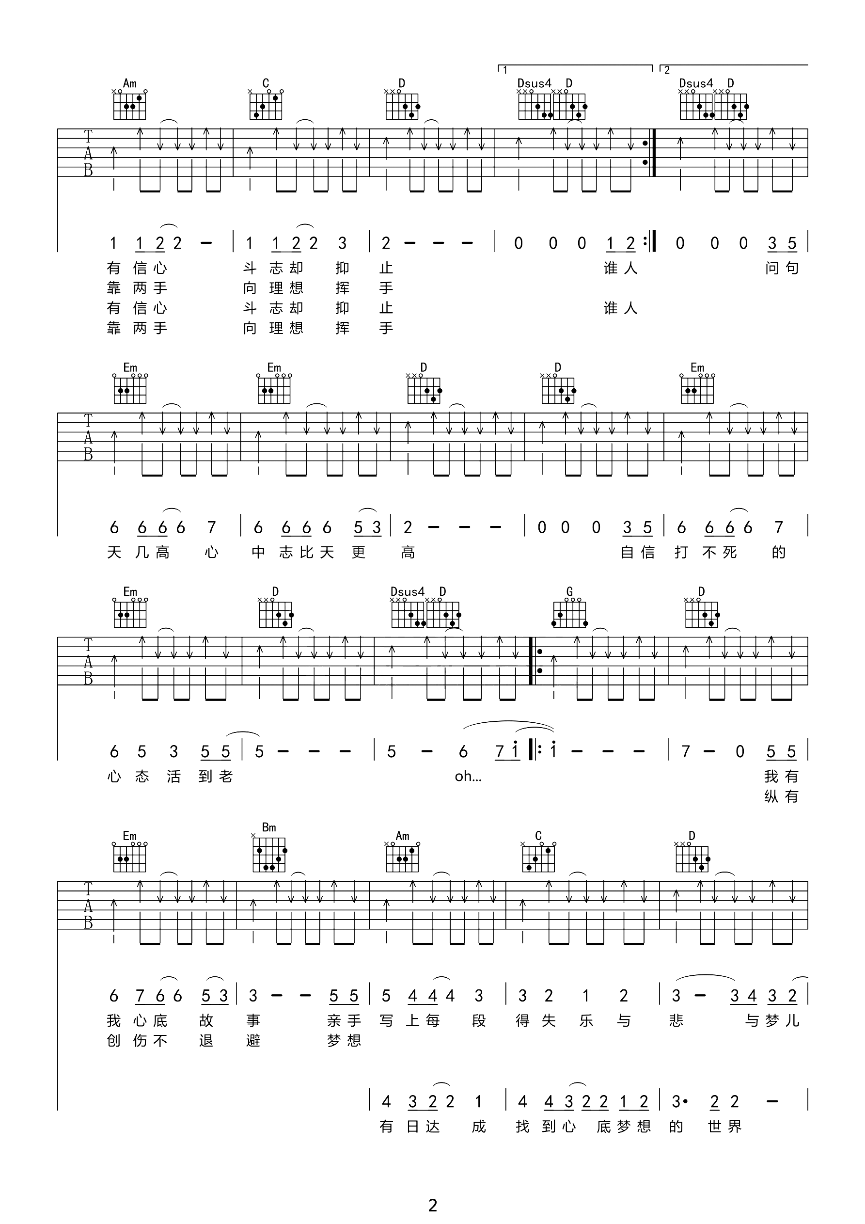 不再犹豫吉他谱2-Beyond