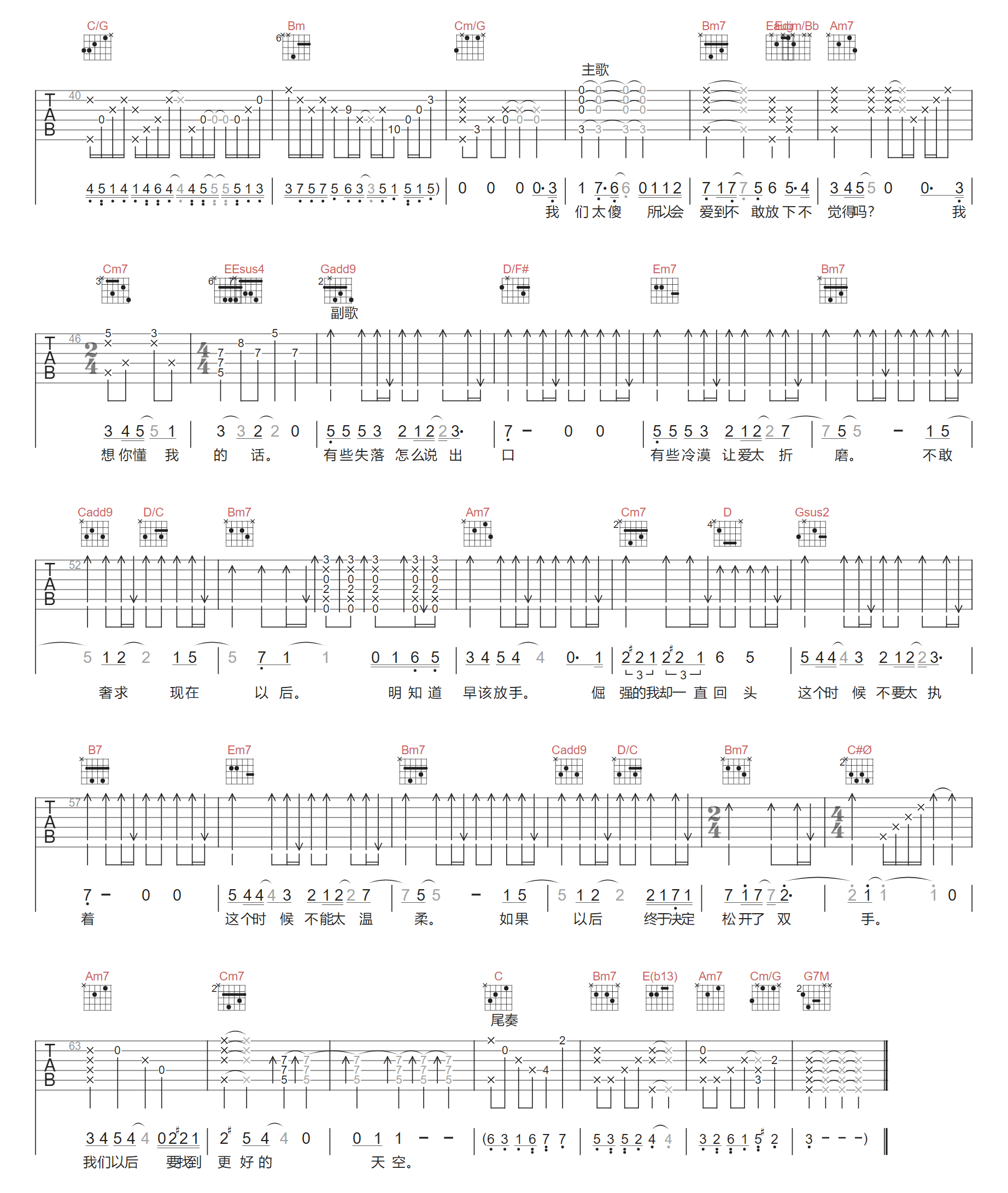 以后吉他谱2-卢广仲