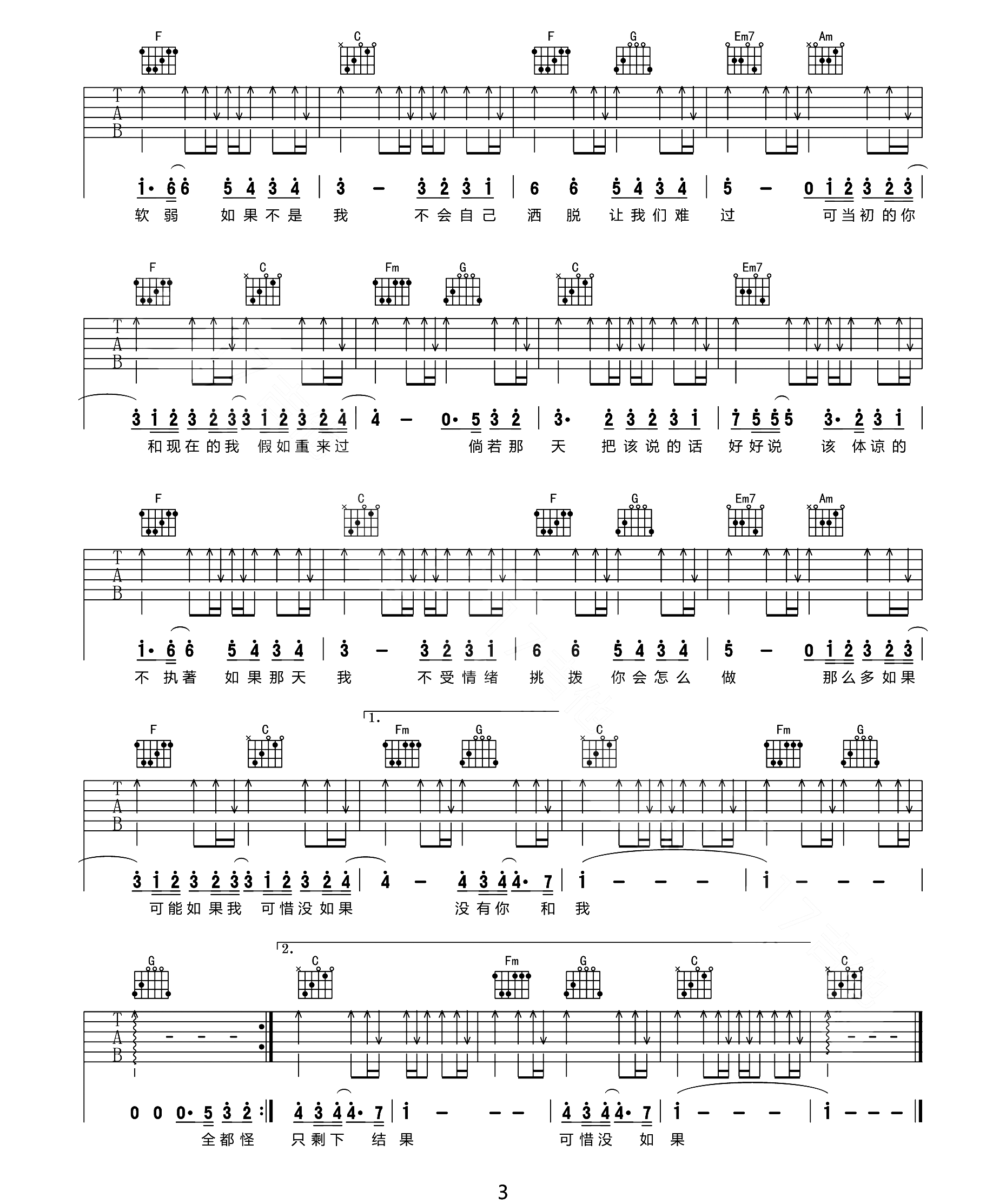可惜没如果吉他谱3-林俊杰