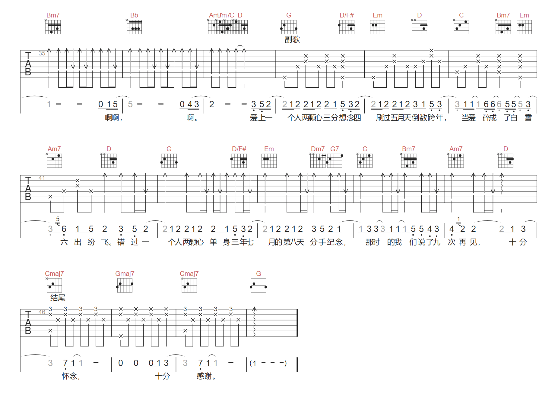 数到十吉他谱2-曾沛慈