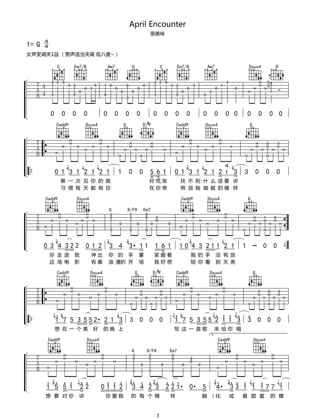 April-Encounter吉他谱1-很美味