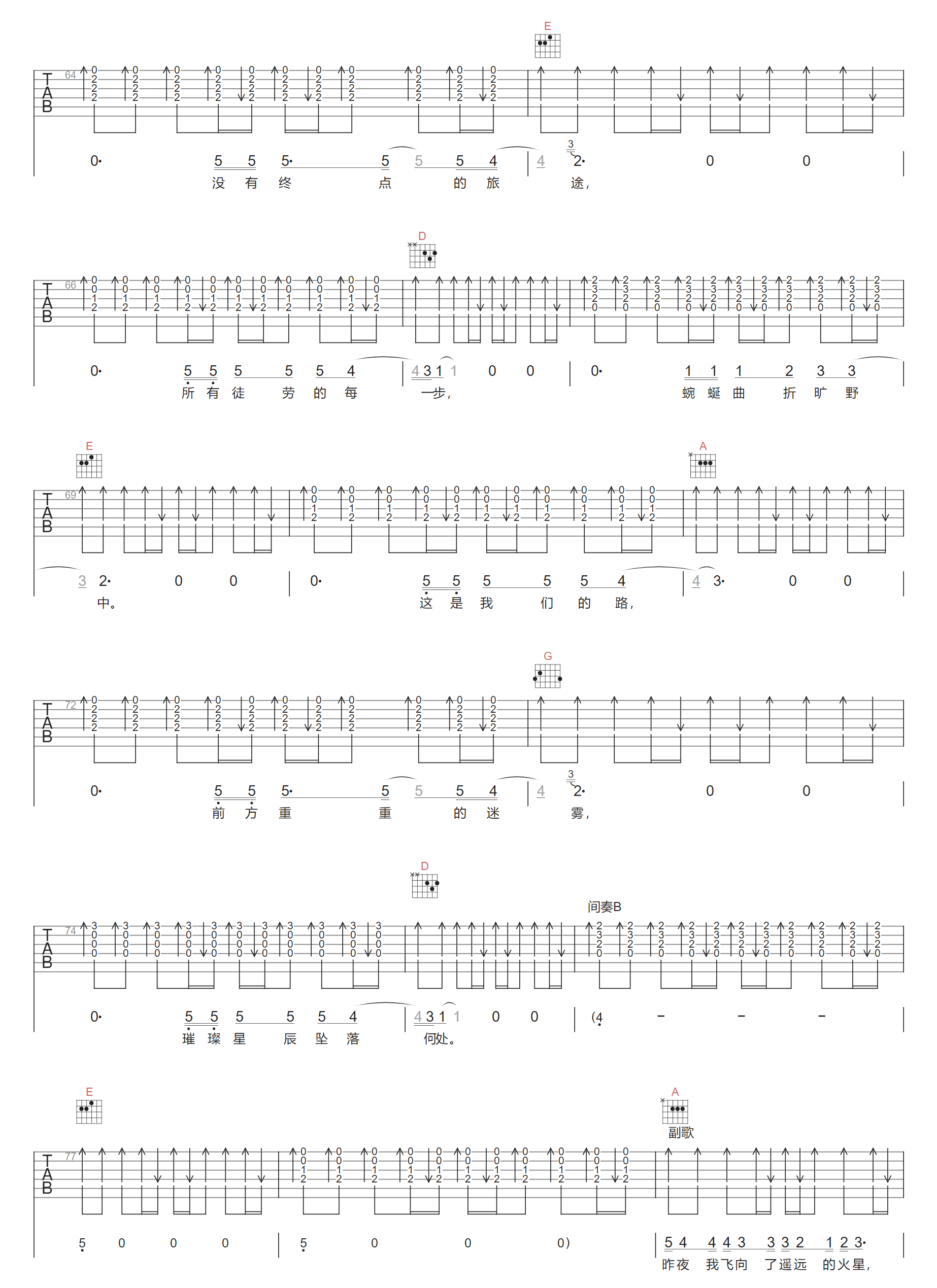 昨夜我飞向遥远的火星吉他谱3-声音玩具