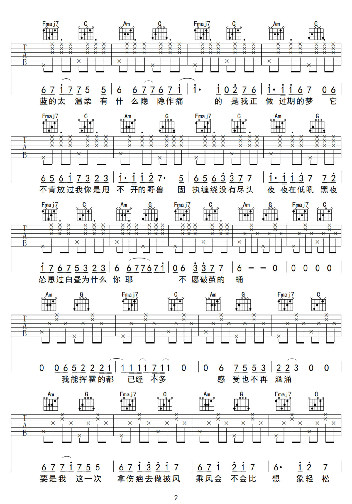 像我的我吉他谱2-林俊杰