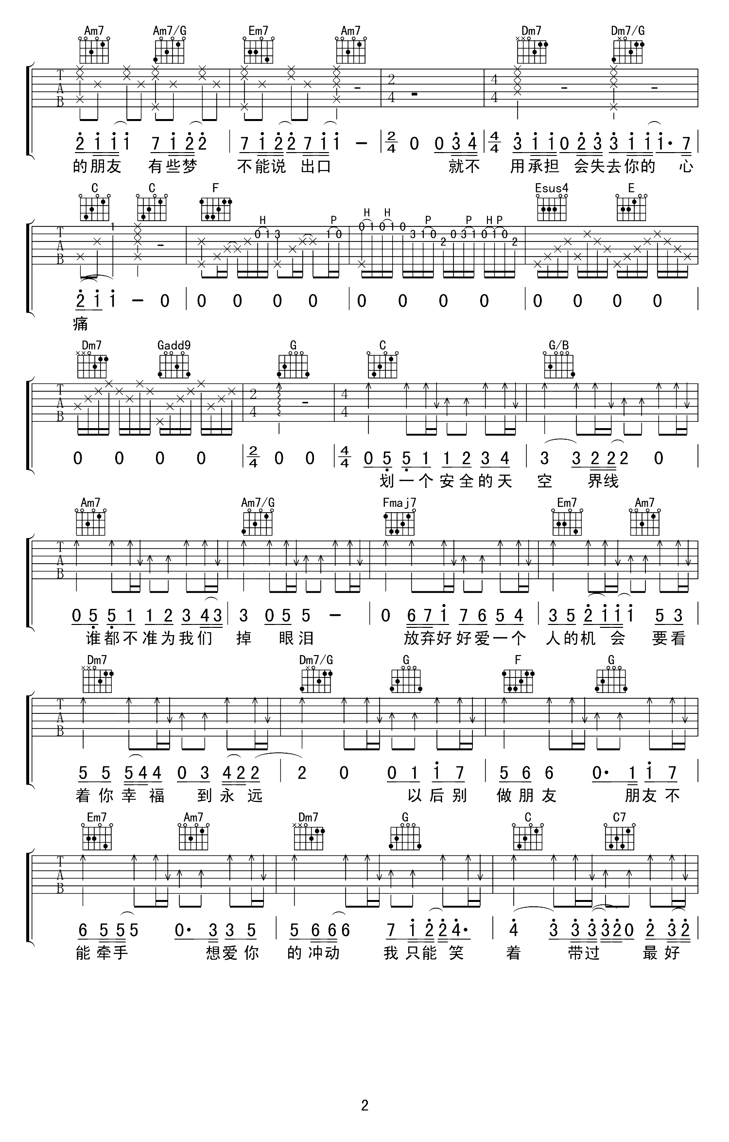 以后别做朋友吉他谱2-周兴哲