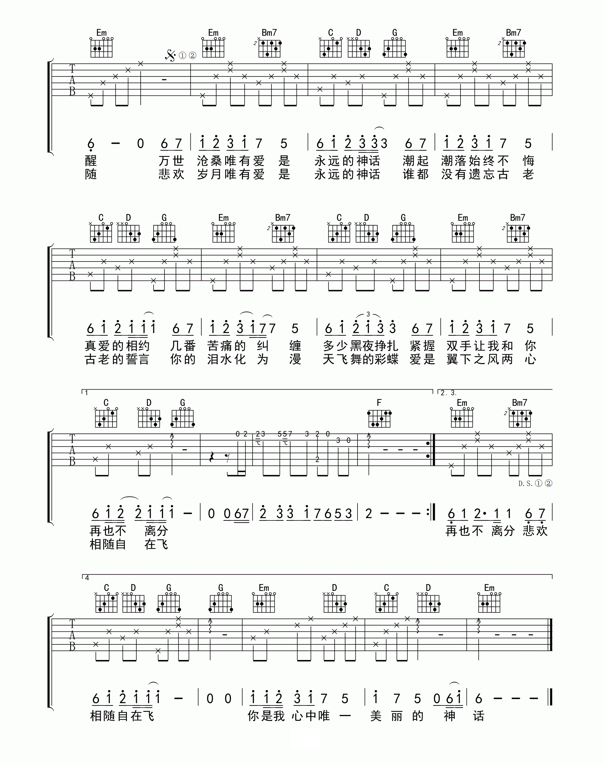 美丽的神话吉他谱2-孙楠