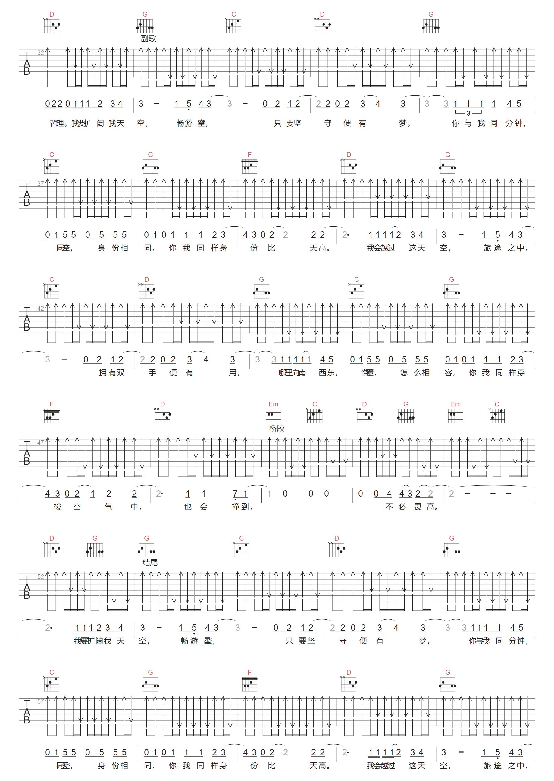同天空吉他谱2-周柏豪