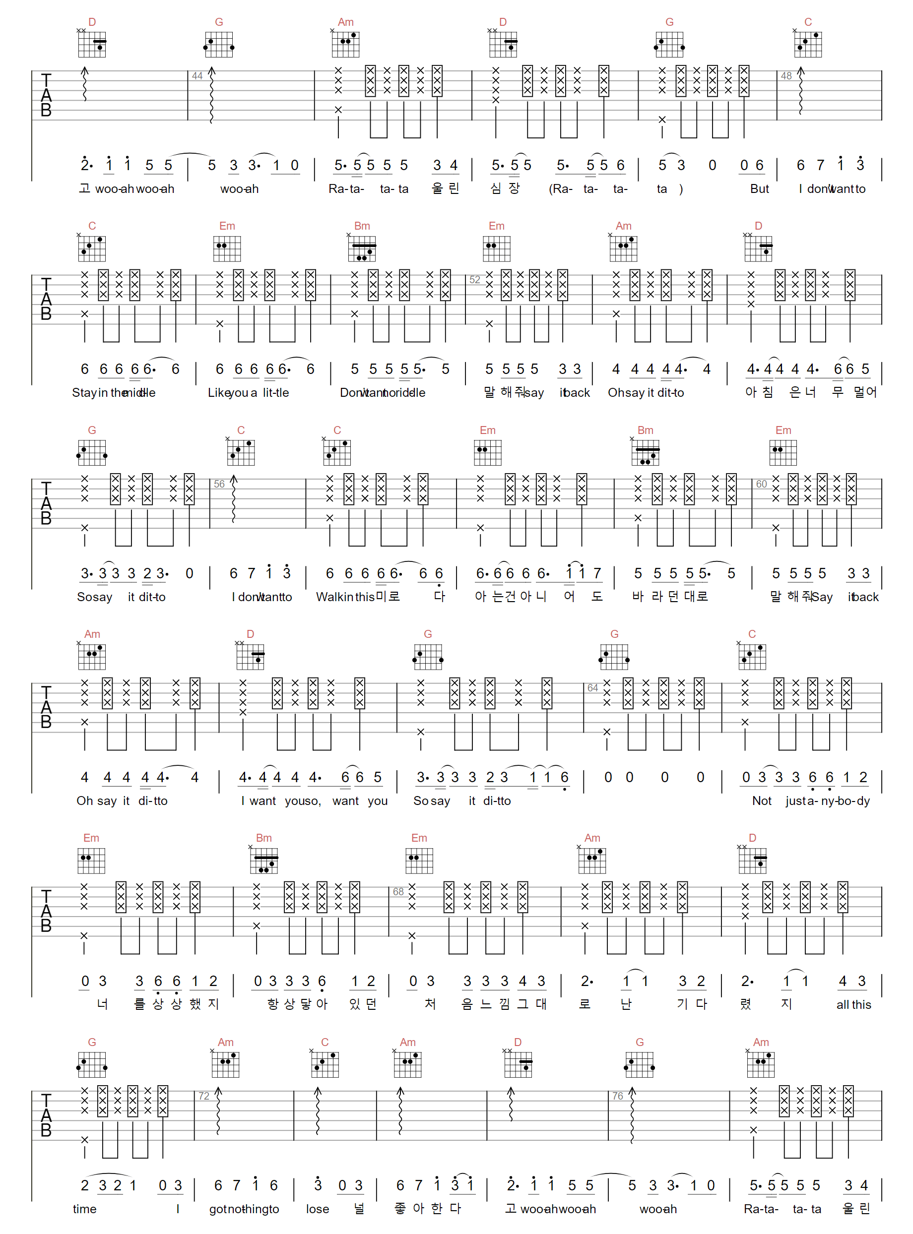 Ditto吉他谱2-NewJeans
