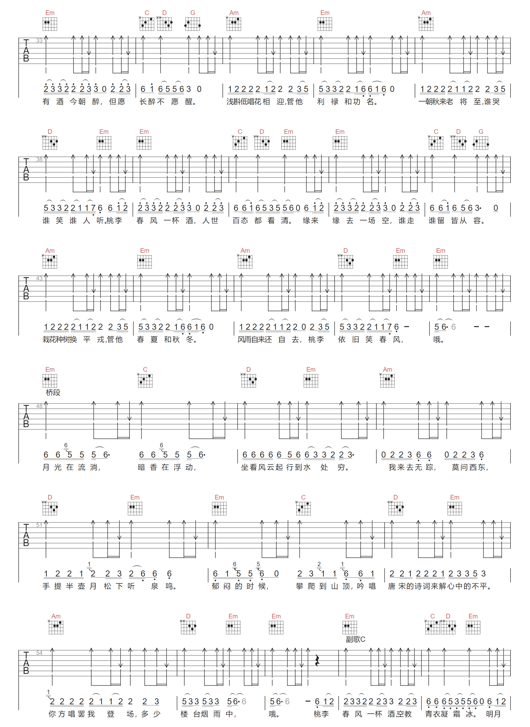 桃李春风一杯酒吉他谱2-杜关聚