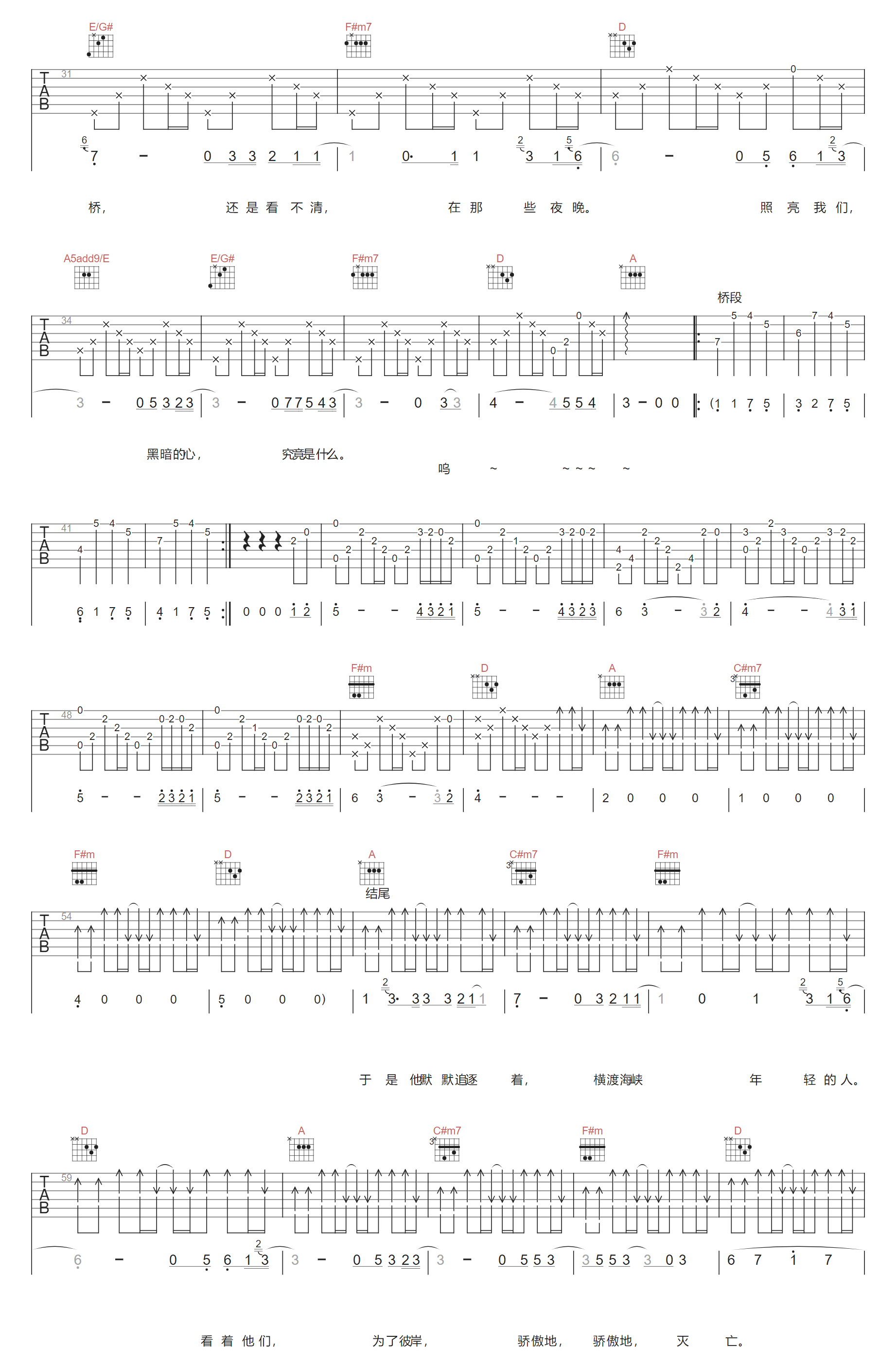 秦皇岛吉他谱2-万能青年旅店