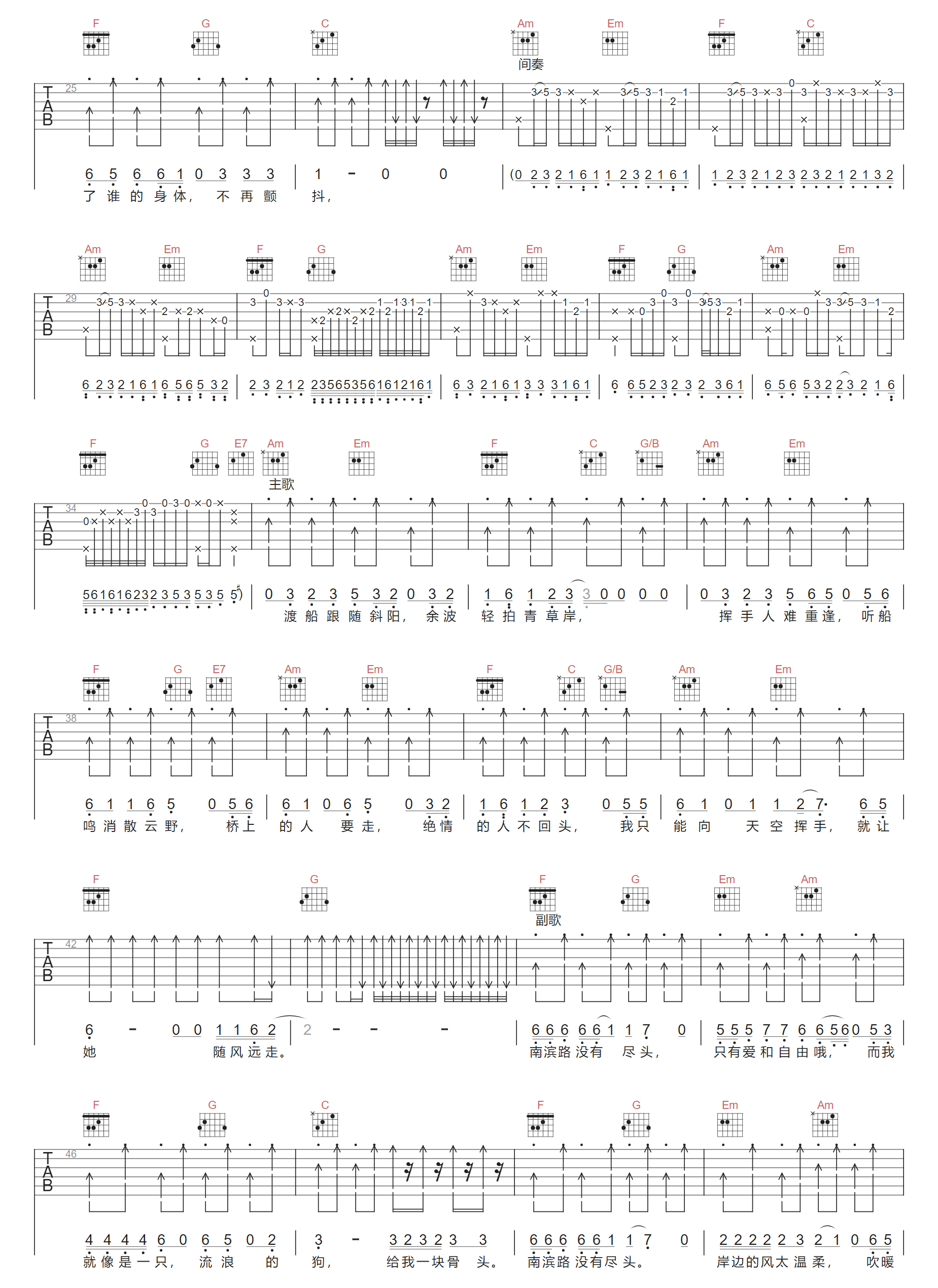 南滨路没有尽头吉他谱2-杨柳森