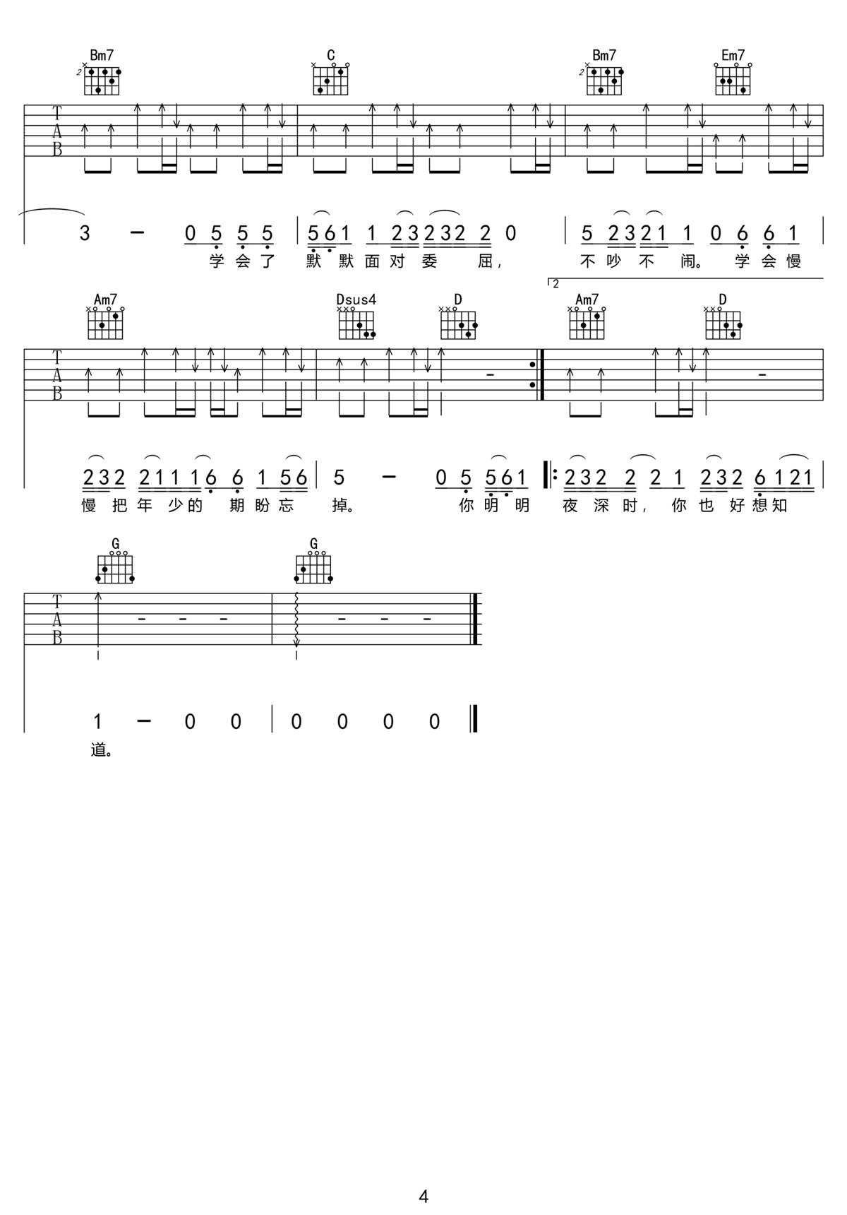 你也曾那么骄傲吉他谱4-田园