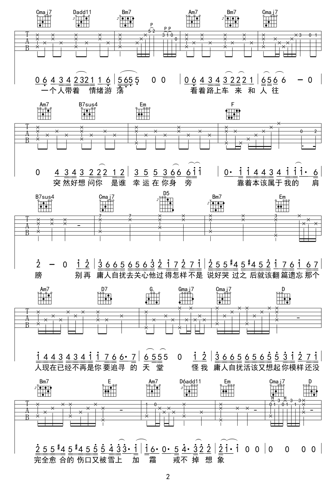 庸人自扰吉他谱2-王理文