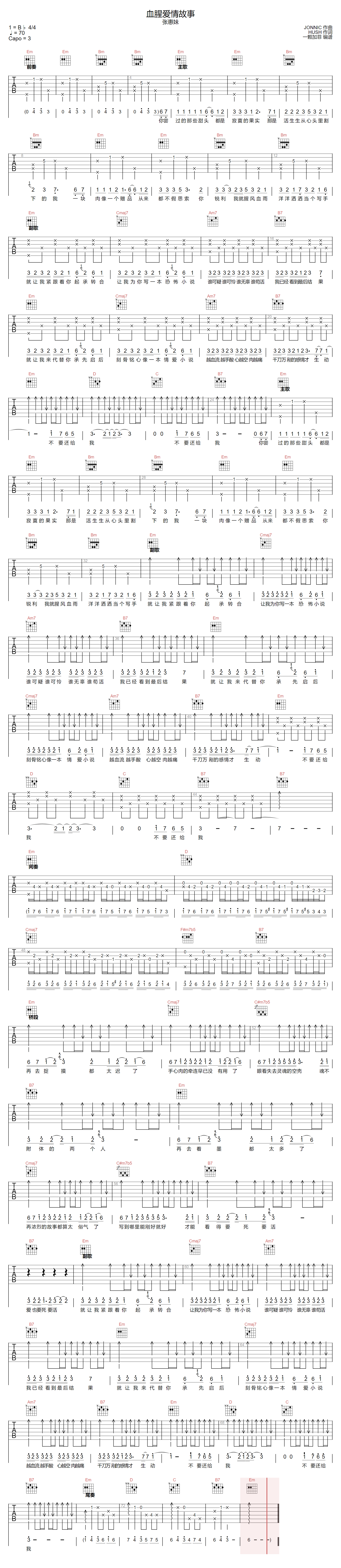 血腥爱情故事吉他谱-张惠妹