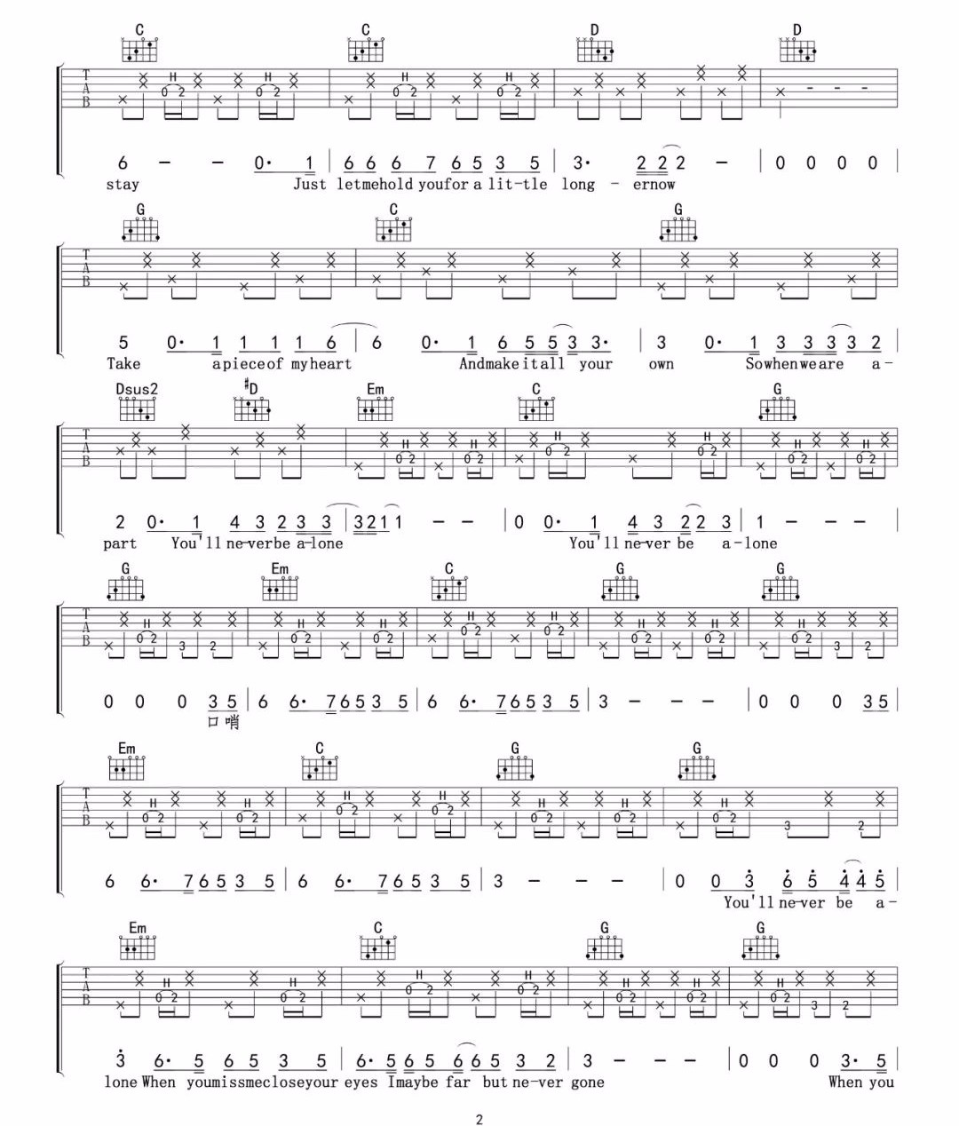 Never-Be-Alone吉他谱2-Shawn-Mendes