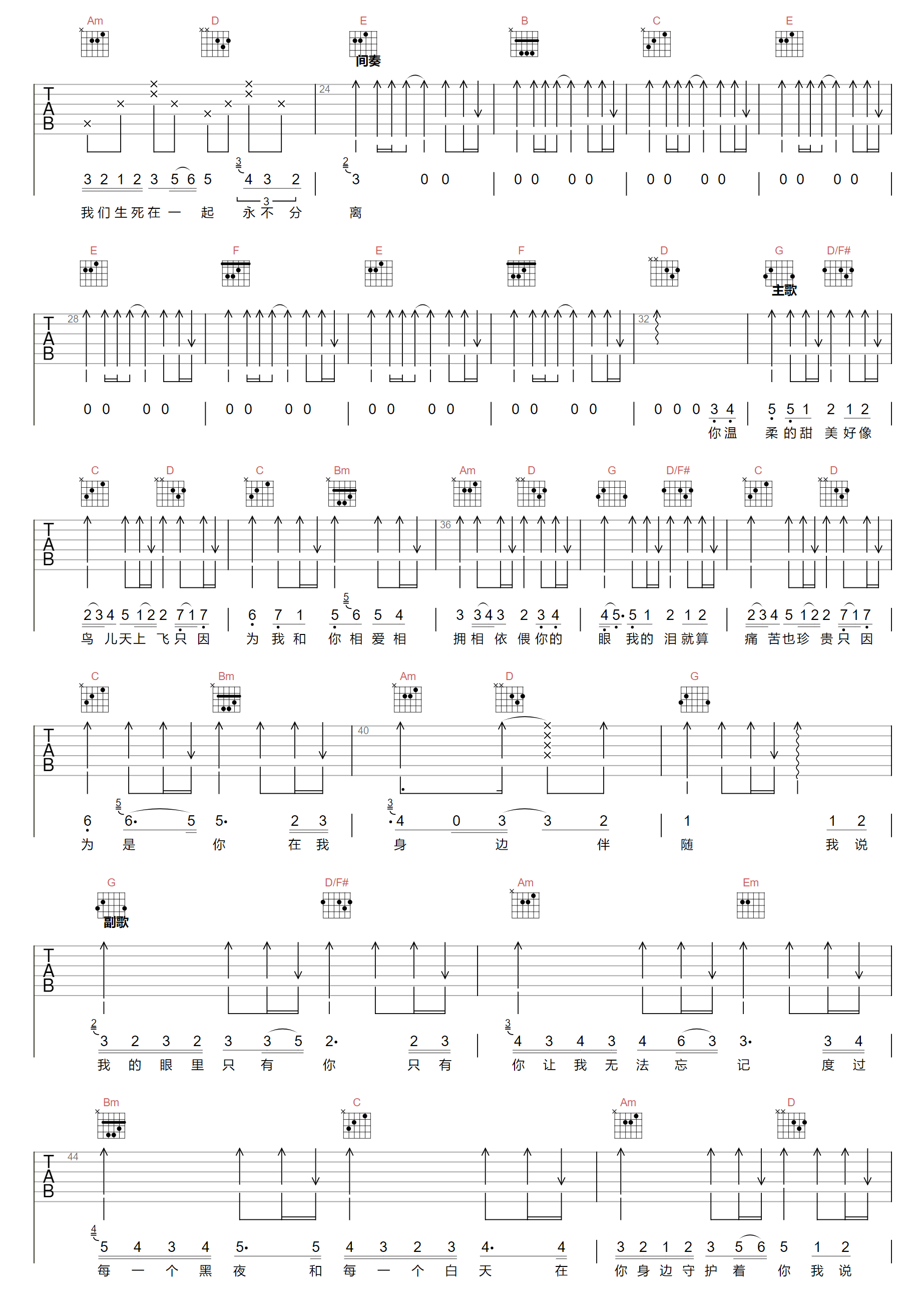 我的眼里只有你吉他谱2-周柯宇