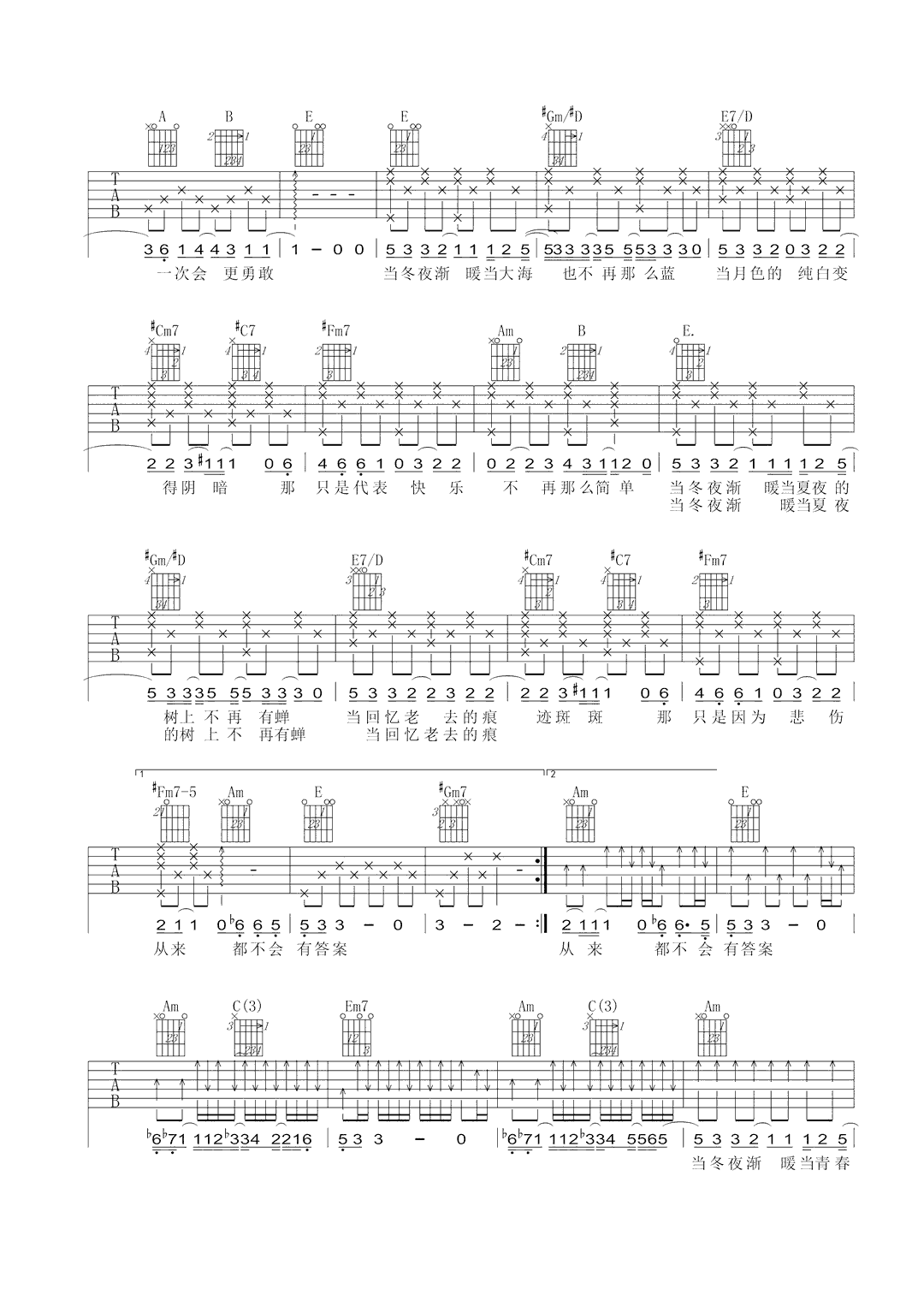 当冬夜渐暖吉他谱2-孙燕姿