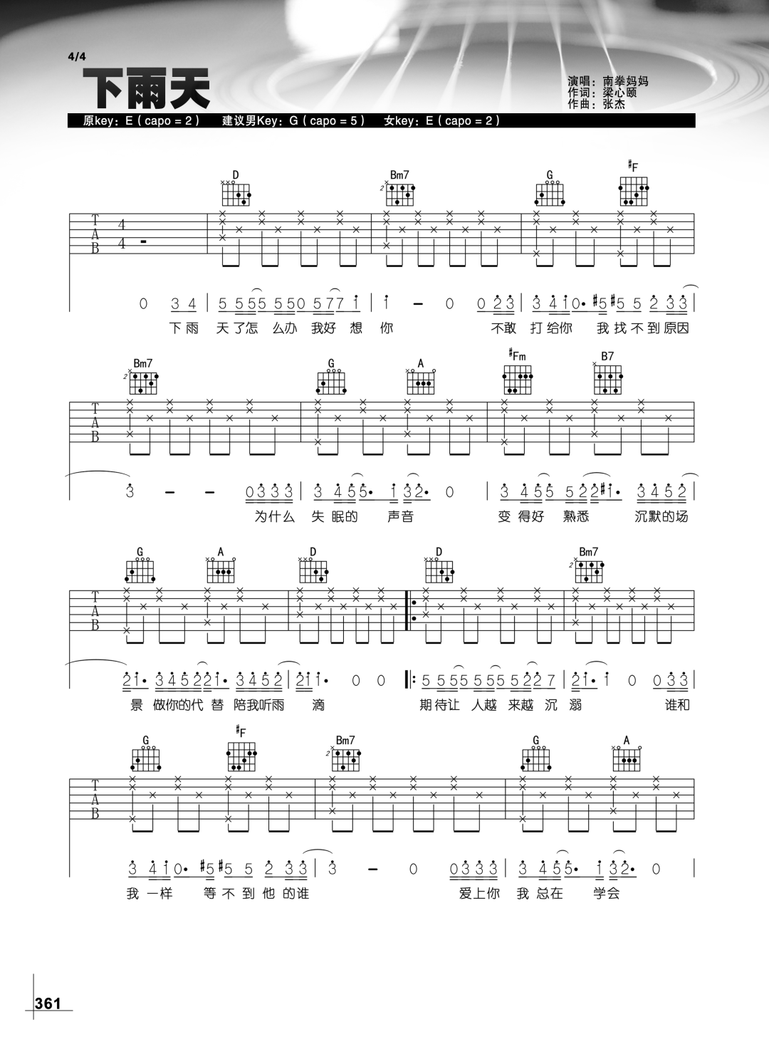 下雨天吉他谱1-南拳妈妈