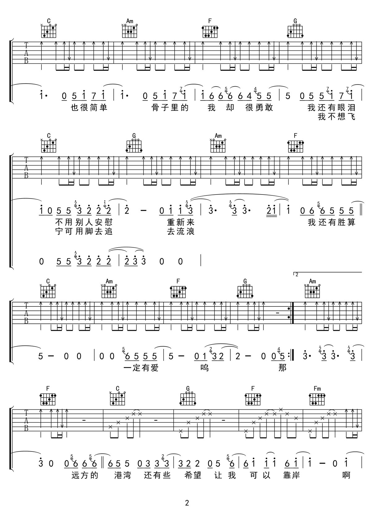 骨子里的我吉他谱2-李代沫