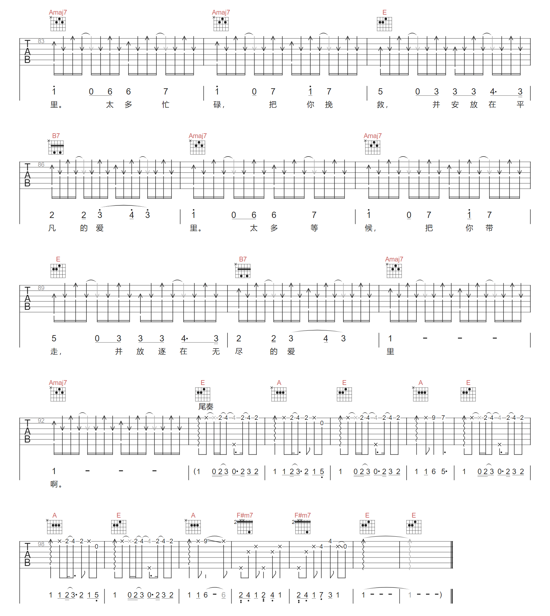 火车吉他谱4-嘎调乐队