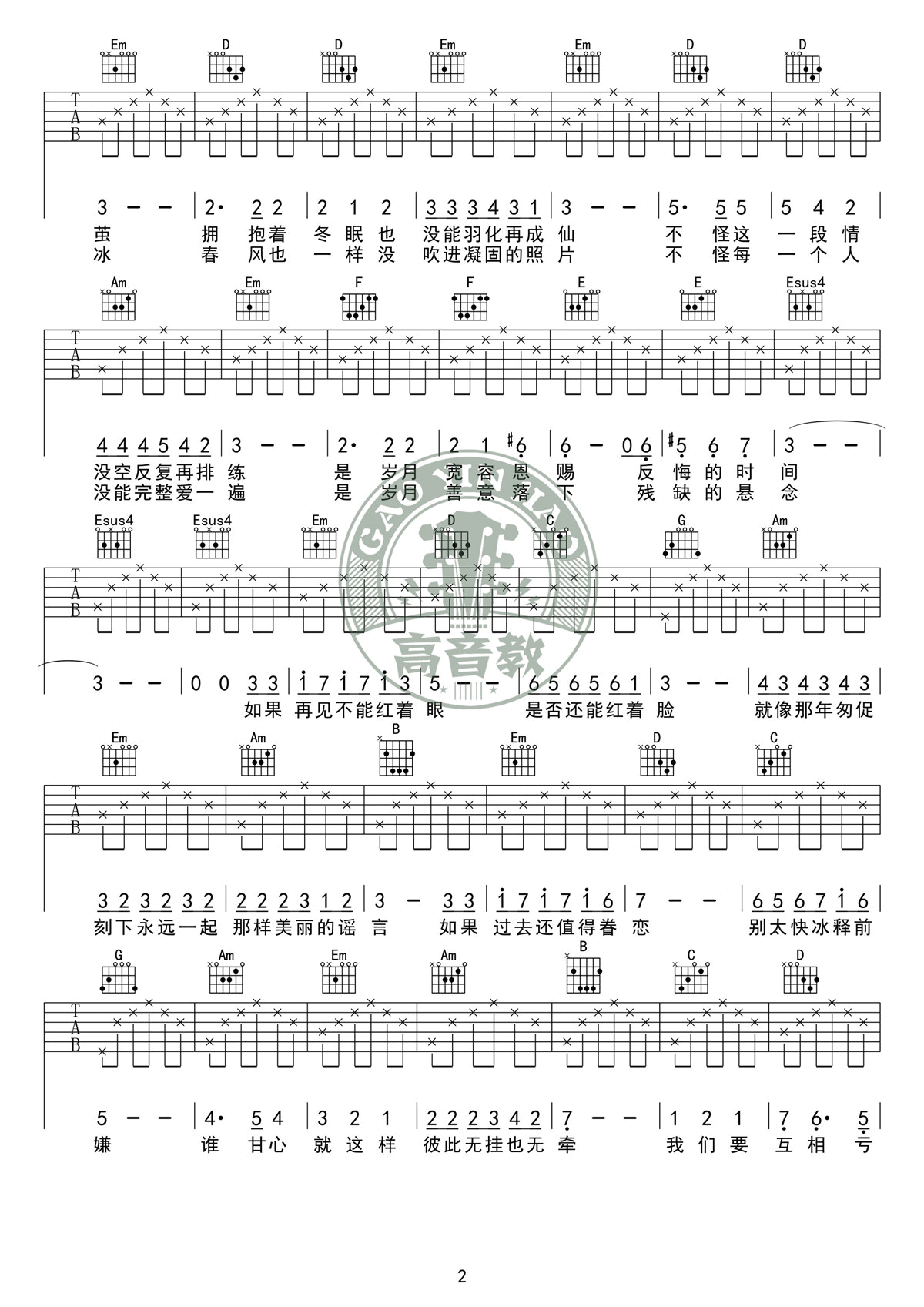 匆匆那年吉他谱-2