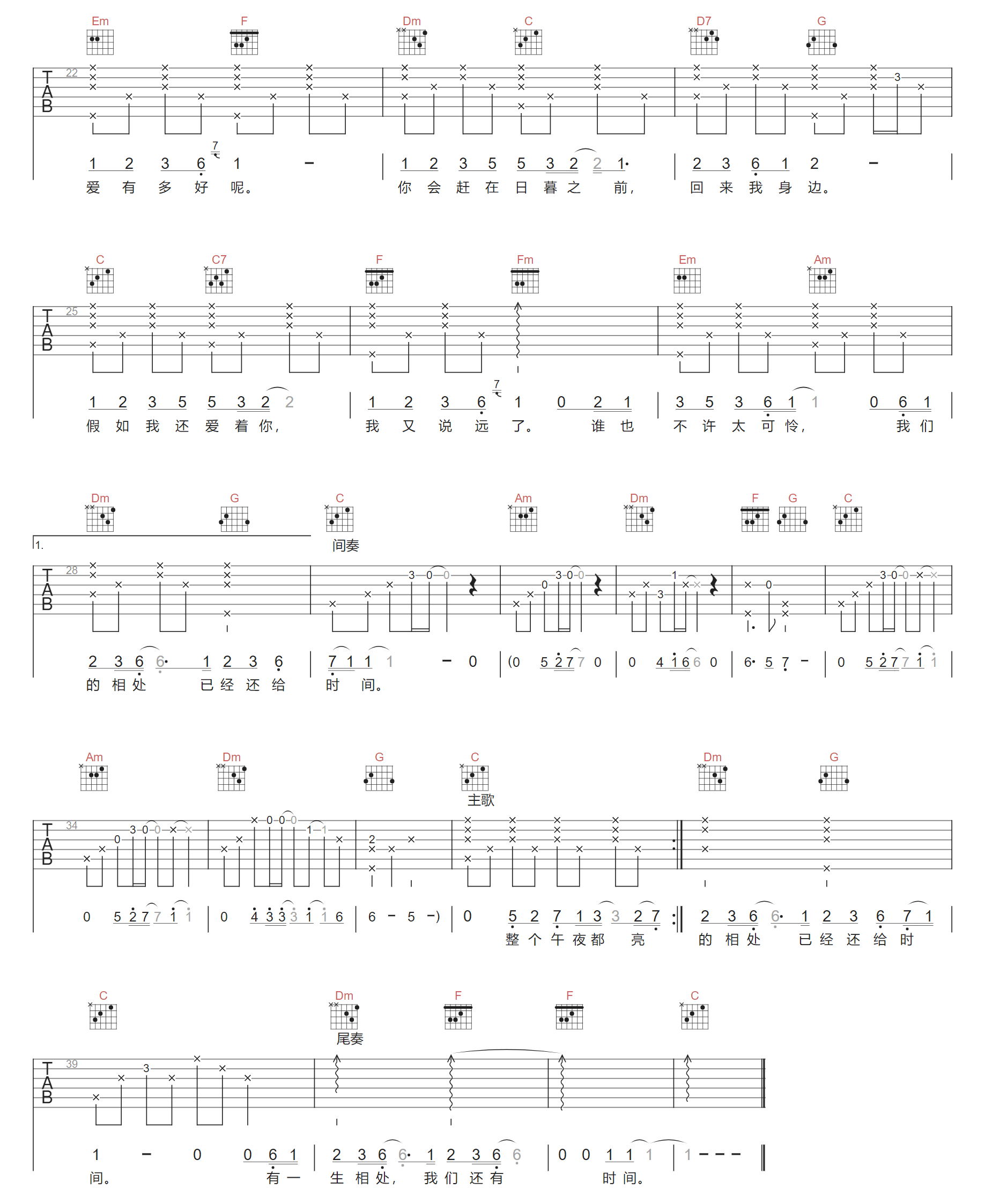 假如我们还爱着吉他谱2-单依纯