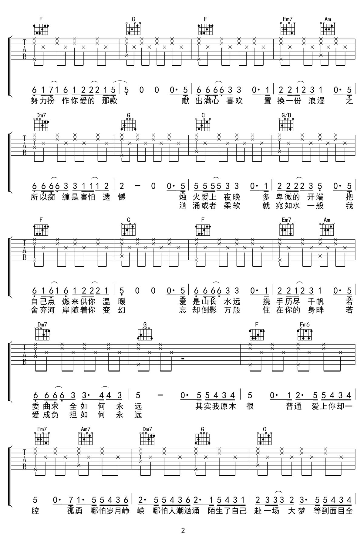 爱过你的人吉他谱2-杨千嬅