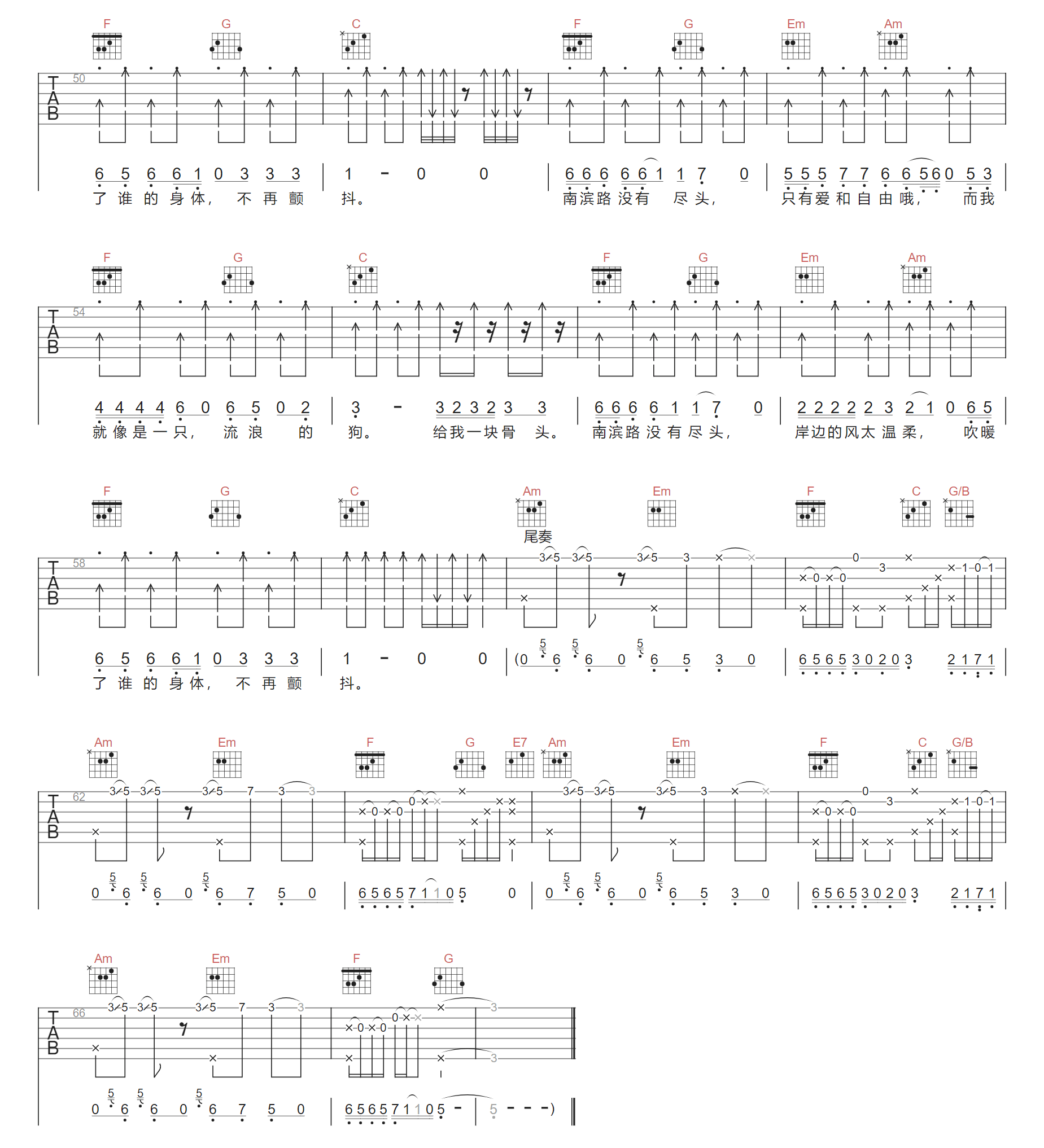 南滨路没有尽头吉他谱3-杨柳森