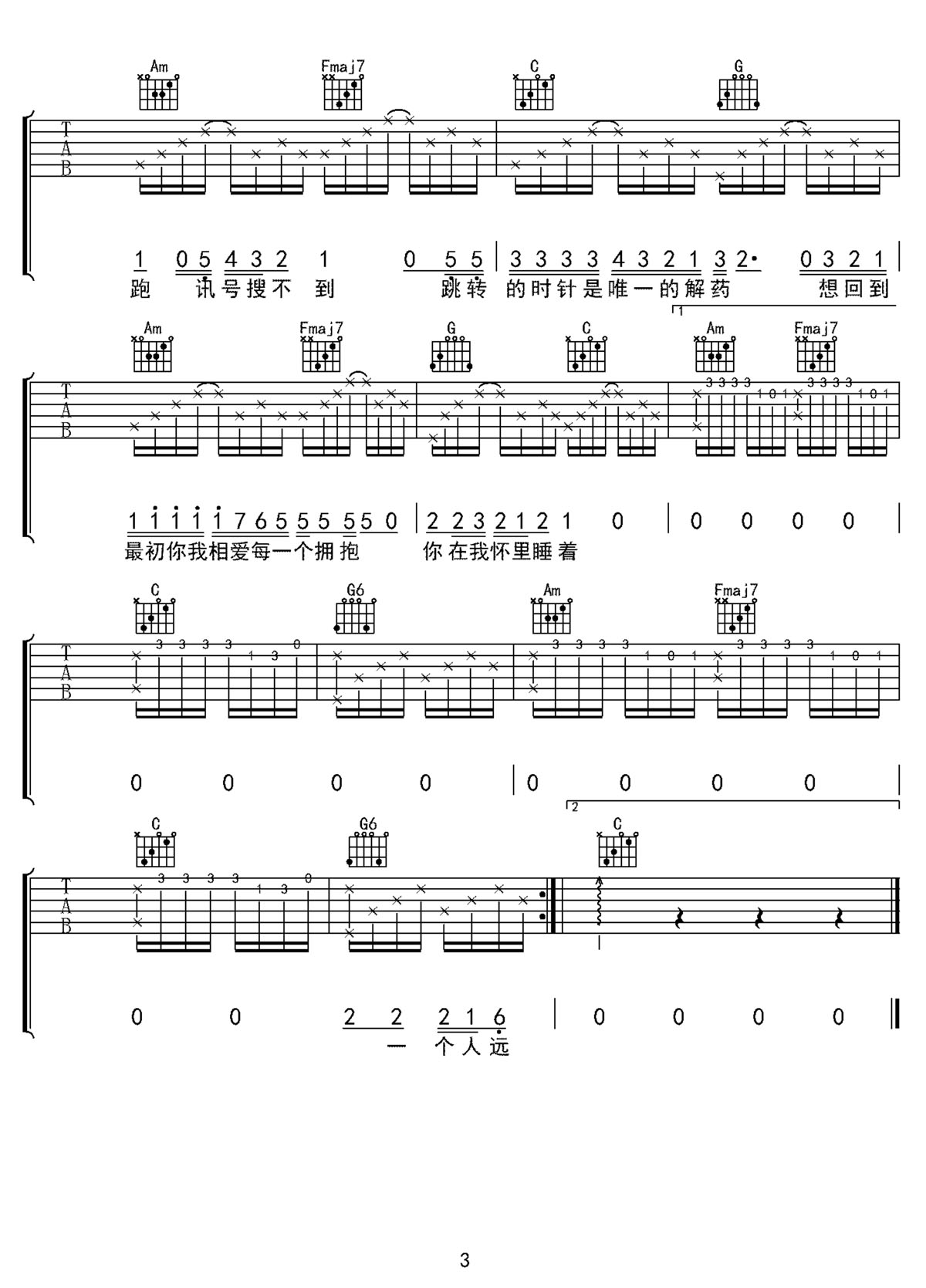 失眠播报吉他谱3-林晨阳