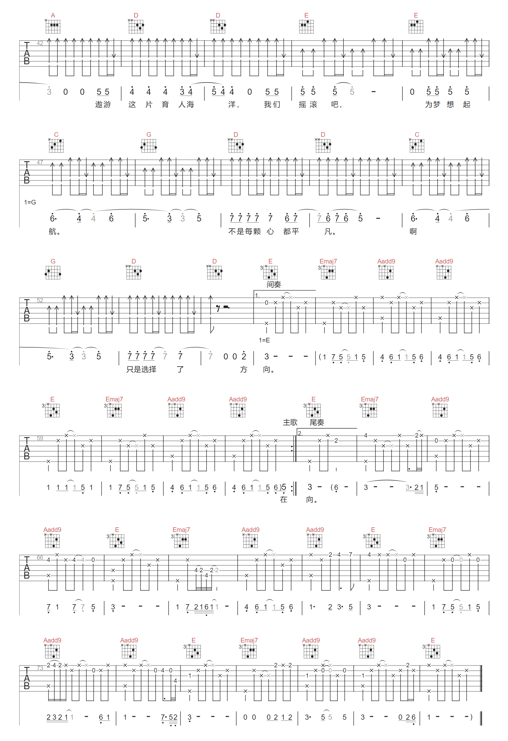 人民教师也要摇滚吉他谱2-大师兄乐队