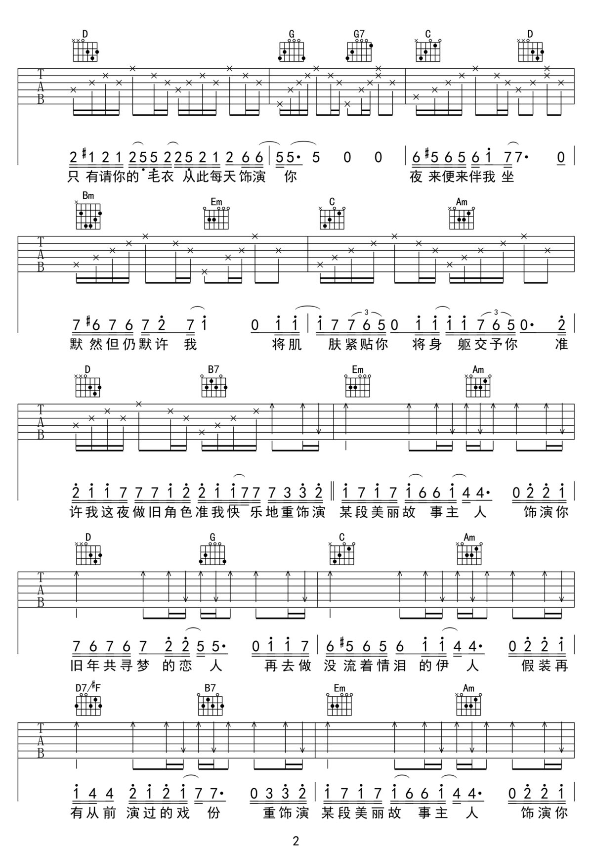 傻女吉他谱2-陈慧娴