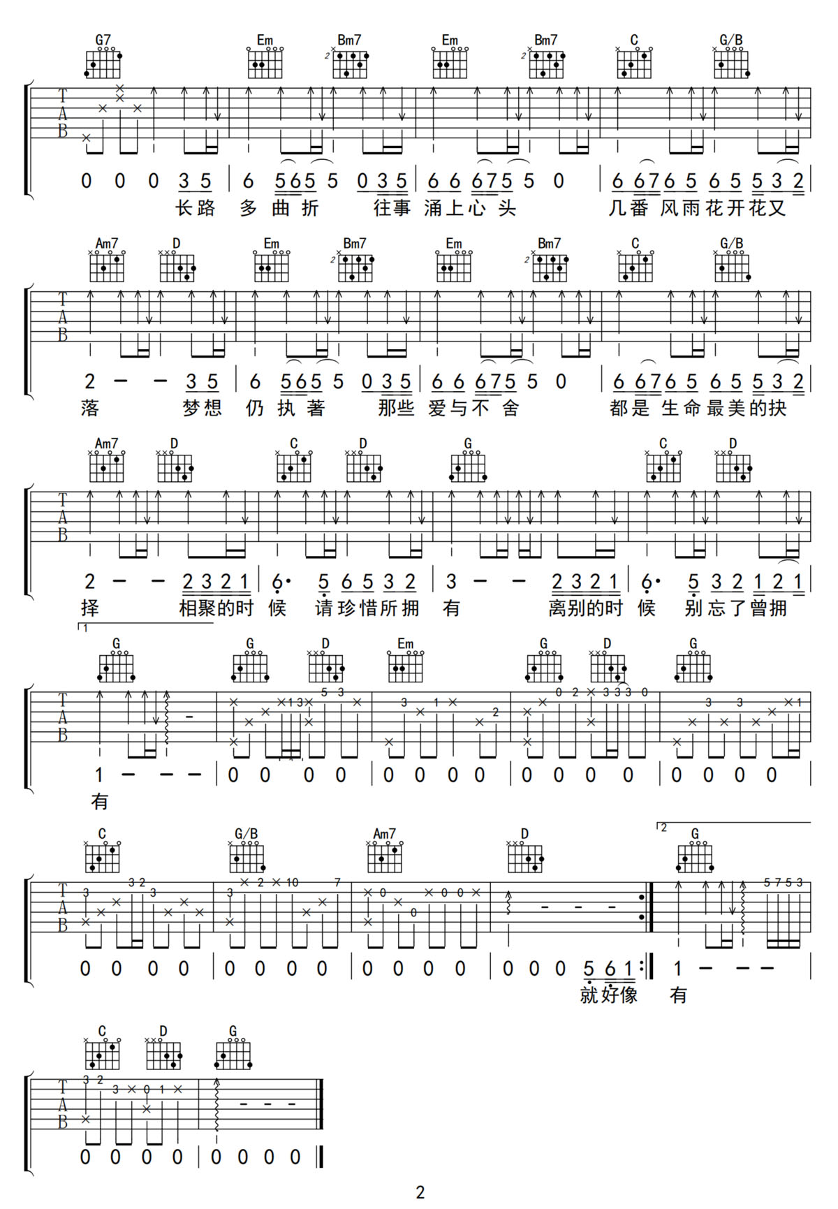 人生的路不简单吉他谱2-姜育恒