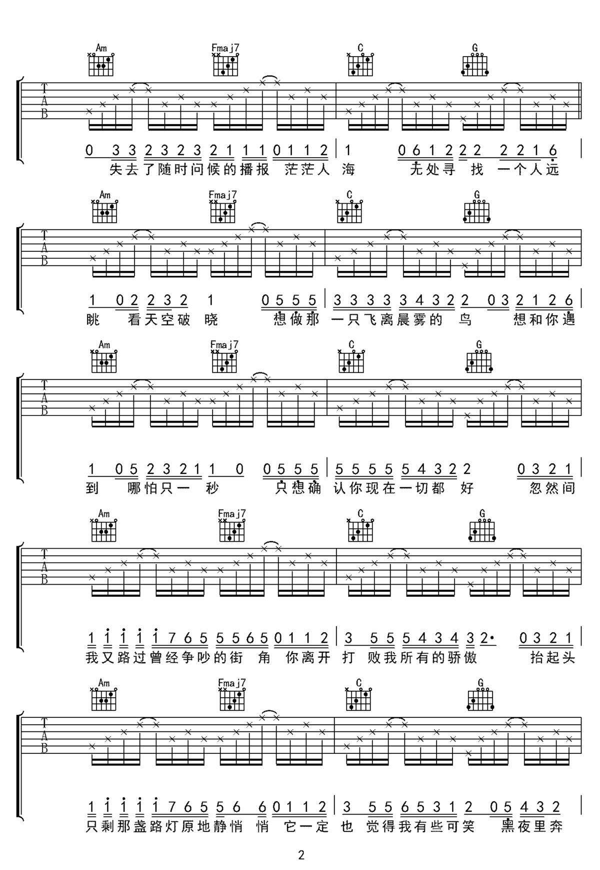 失眠播报吉他谱2-林晨阳